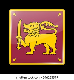 Flag of Sri Lanka. Glassy Icon Square Shape. This is File from the Collection Flags of Asia