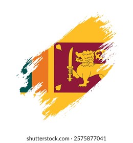 Flag of Sri Lanka Grunge Brush Stroke Style Vector