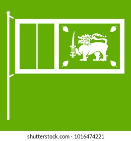 Flag of Sri Lanka icon white isolated on green background. Vector illustration
