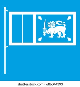 Flag of Sri Lanka icon white isolated on blue background vector illustration