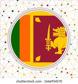 Flagge von Sri Lanka mit Netzwerkhintergrund. Sri Lanka unterzeichnet. Stilvolle Vektorillustration.