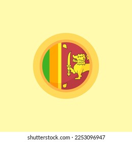 Flag of Sri Lanka with round frame. Flat design style.
