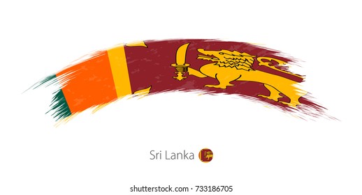 Flag of Sri Lanka in rounded grunge brush stroke. Vector illustration.