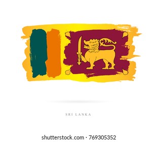 Flag of Sri Lanka. Vector illustration on white background. Beautiful brush strokes. Abstract concept. Elements for design.