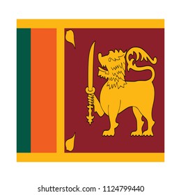Flag of Sri Lanka,Sri Lanka Flag Vector Square Icon - Illustration, Flag of Sri Lanka. Abstract concept, icon, square, button. Raster illustration on white background.