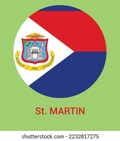 Flag Of St. Martin, St. Martin flag vector illustration, St. Martin flag in a circle.