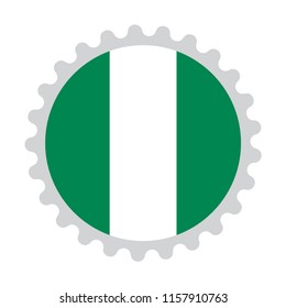 Flag stamp button map of Nigeria