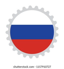 Flag stamp button map of Russia