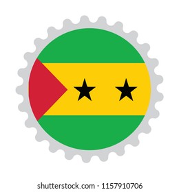 Flag stamp button map of Sao Tome and Principe