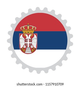 Flag stamp button map of Serbia