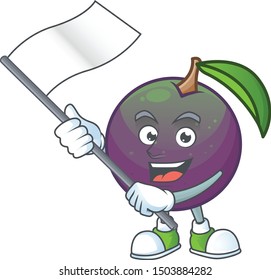 With flag star apple character in cartoon mascot