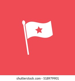 Flag With Star Flat Icon On Red Background