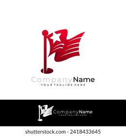 Flag and star logo template, red color icons, country