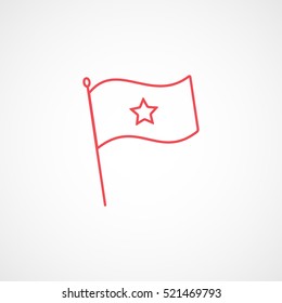 Flag With Star Red Line Icon On White Background