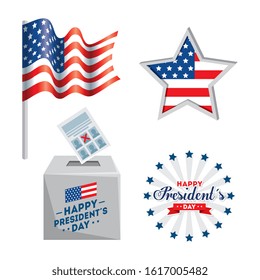 Flag star vote paper and box design, Usa happy presidents day united states america independence nation us country and national theme Vector illustration