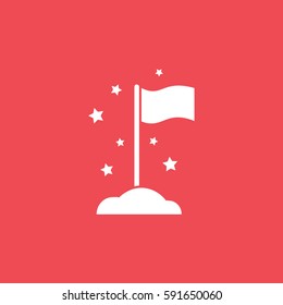Flag With Stars Flat Icon On Red Background