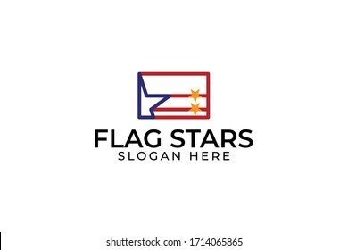 flag stars logo vector concept with simple, unique, elegant styles on white background