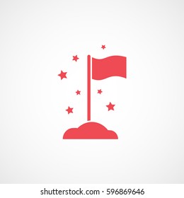 Flag With Stars Red Flat Icon On White Background
