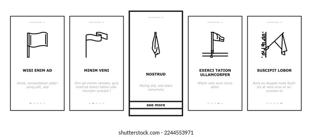flag start web pennant map onboarding mobile vector. banner symbol, location pole, shape mark, finish event, red flagpole, waving pin flag start web pennant map Illustration