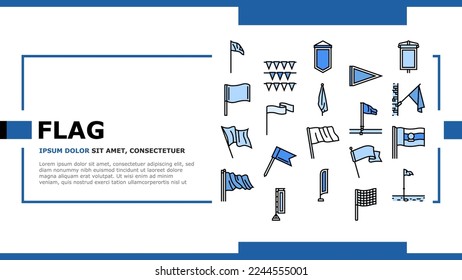 flag start web pennant map landing web page vector. banner symbol, location pole, shape mark, finish event, red flagpole, waving pin flag start web pennant map Illustration