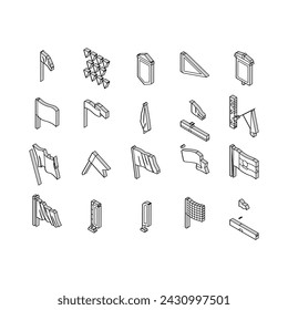 flag start web pennant map isometric icons set. banner symbol, location pole, shape mark, finish event, red flagpole, waving pin flag start web pennant map color line