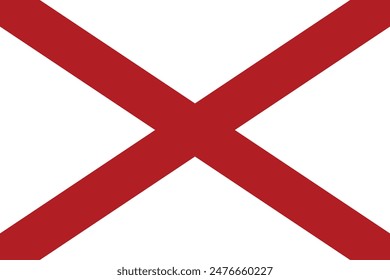 Flagge des Staates Alabama. Alabama-Flagge. Symbol für Staatsflagge. Standardfarbe. Standardgröße. Eine rechteckige Flagge. Computerdarstellung. Digitale Darstellung. Vektorillustration.