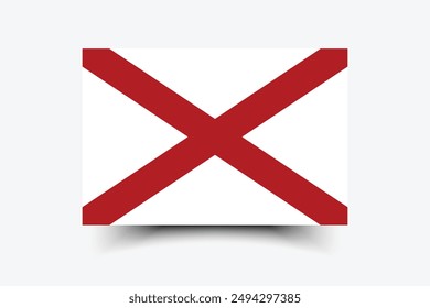 Flagge des Staates Alabama. Alabama-Flagge. Symbol für Staatsflagge. Standardfarbe. Standardgröße. Eine rechteckige Flagge. Computerdarstellung. Digitale Darstellung. Vektorillustration.