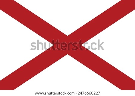 Flag of the state of Alabama. Alabama flag. State flag icon. Standard color. Standard size. A rectangular flag. Computer illustration. Digital illustration. Vector illustration.