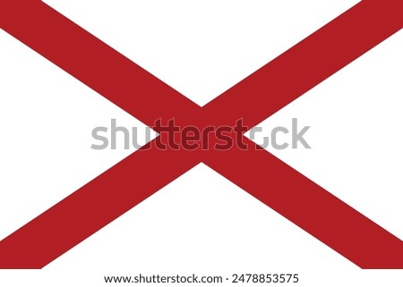 Flag of the state of Alabama. Alabama flag. State flag icon. Standard color. Standard size. A rectangular flag. Computer illustration. Digital illustration. Vector illustration.