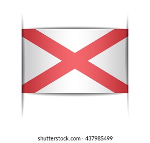 Flag of the state of Alabama. Vector illustration of a stylized flag. The slit in the paper with shadows. Element for infographics.