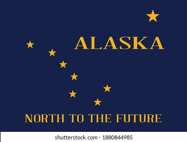 The flag of the state of Alaska with the state motto