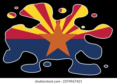 La bandera del estado de Arizona está debajo de una mancha de tinta
