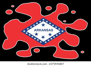 The flag of the state of Arkansas  set below an ink stain splatter