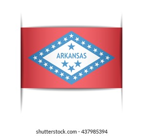 Flag of the state of Arkansas. Vector illustration of a stylized flag. The slit in the paper with shadows. Element for infographics.