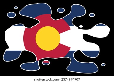 The flag of the state of Colorado set below an ink stain splatter