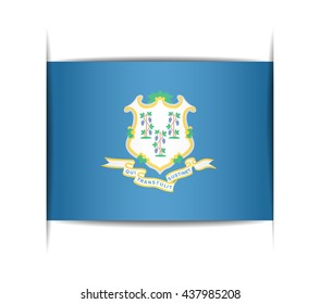 Flag of the state of Connecticut. Vector illustration of a stylized flag. The slit in the paper with shadows. Element for infographics.