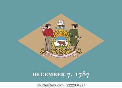 Bandera del Estado de Delaware. Colores oficiales. Proporción correcta. Ilustración del vector