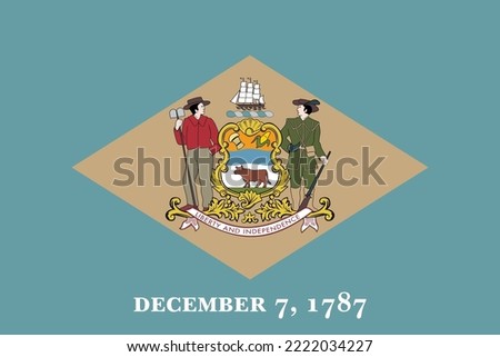 Flag of the State of Delaware. Official colors. Correct proportion. Vector illustration