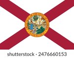 Flag of the state of Florida. Florida flag. State flag icon. Standard color. Standard size. A rectangular flag. Computer illustration. Digital illustration. Vector illustration.