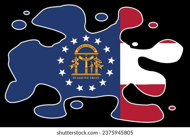 The flag of the state of Georgia set below an ink stain splatter