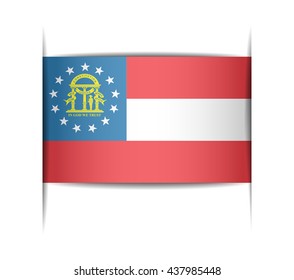Flag of the state of Georgia. Vector illustration of a stylized flag. The slit in the paper with shadows. Element for infographics.