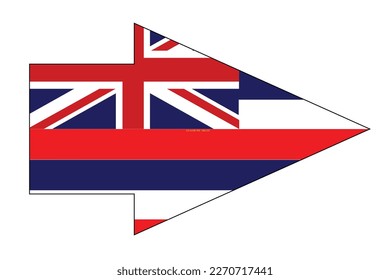 The flag of the State of Hawaii set within a pointer arrow
