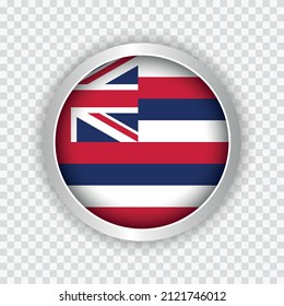 Flag of State of Hawaii of USA on round button on transparent background element for websites. Vector illustration