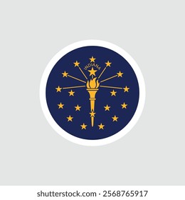 Flag of the state of Indiana. Blue flag with stars and torch. National symbol of the American state of Indiana, USA.