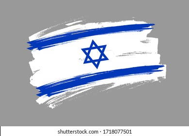 Flag of State of Israel. Israel banner brush concept. Horizontal vector Illustration isolated on gray background.  