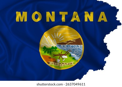 Flag of the State of Montana vector with torn edges on a transparent background