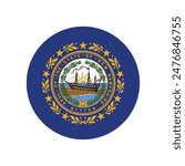 Flag of the state of New Hampshire. New Hampshire circle flag. State flag. Standard color. Circle icon flag. Computer illustration. Digital illustration. Vector illustration.