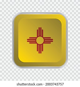 Flag of State of New Mexico of USA on square button on transparent background element for websites. Vector illustration