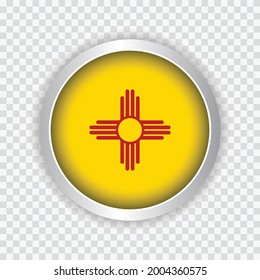 Flag of State of New Mexico of USA on round button on transparent background element for websites. Vector illustration