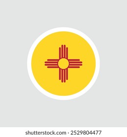 Bandera del Estado del Nuevo México. Bandera amarilla con el antiguo símbolo del Sol indio. Símbolo nacional del estado americano del Nuevo México, EE.UU.